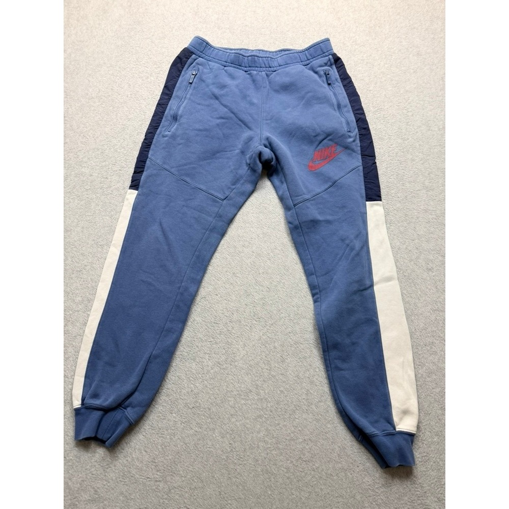 Nike Tech Fleece Joggers Blue Colorblock Tapered Sweatpants Mens Small